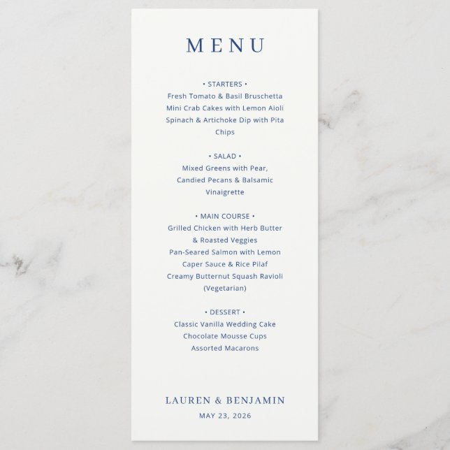 Elegant Navy Menu Template (Front)
