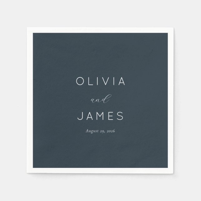 Elegant Navy Minimalist Calligraphy Napkin (Front)
