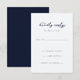Elegant Navy Minimalist Calligraphy RSVP Card