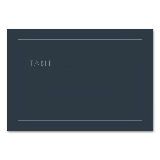 Elegant Navy Minimalist Table Sign Number (Front)