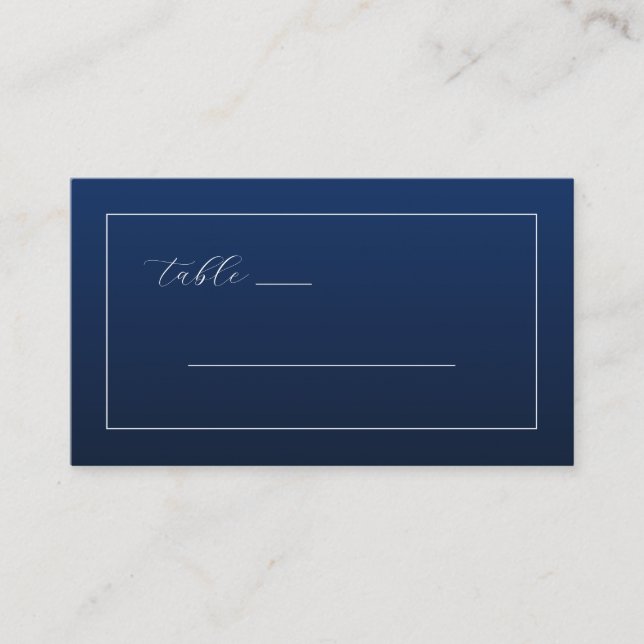 Elegant Navy Minimalist Table Sign Place Card (Front)