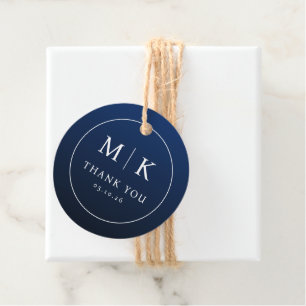 Elegant Navy Minimalist Thank You Favour Tags