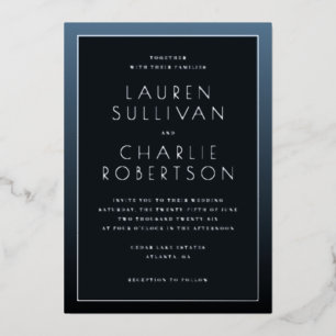 Elegant Navy Minimalist Wedding Invitation