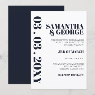 Elegant Navy Modern Wedding Invitation