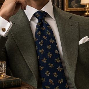 Elegant Navy Oak Heritage Pattern Tie