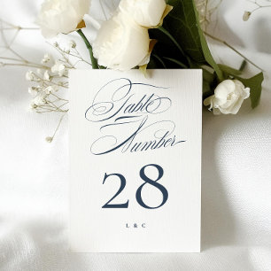 Elegant Navy on White Wedding 5 x 7 Table Number