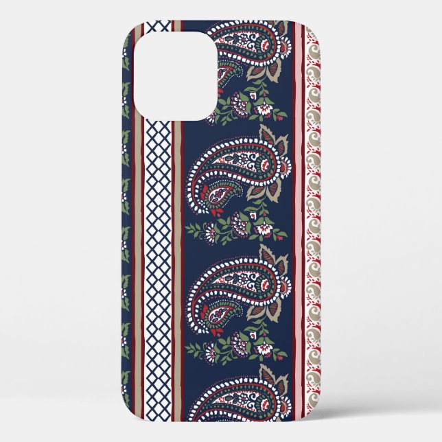 Elegant Navy Paisley: Timeless Border Design Case-Mate iPhone Case (Back)