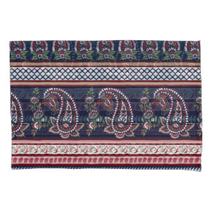 Elegant Navy Paisley: Timeless Border Design Pillowcase