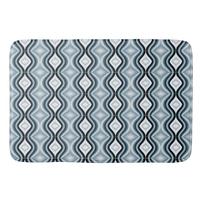 Elegant Navy Pattern Bath Mat (Front)