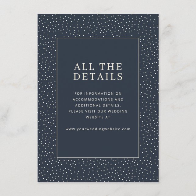 Elegant Navy Polka Dots Enclosure Card (Front)