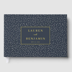 Elegant Navy Polka Dots Guest Book