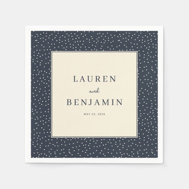 Elegant Navy Polka Dots Napkin (Front)