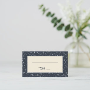 Elegant Navy Polka Dots Place Card