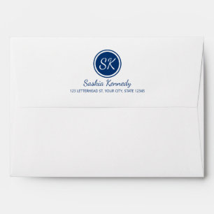 Elegant Navy Professional Monogram Business Envelope
