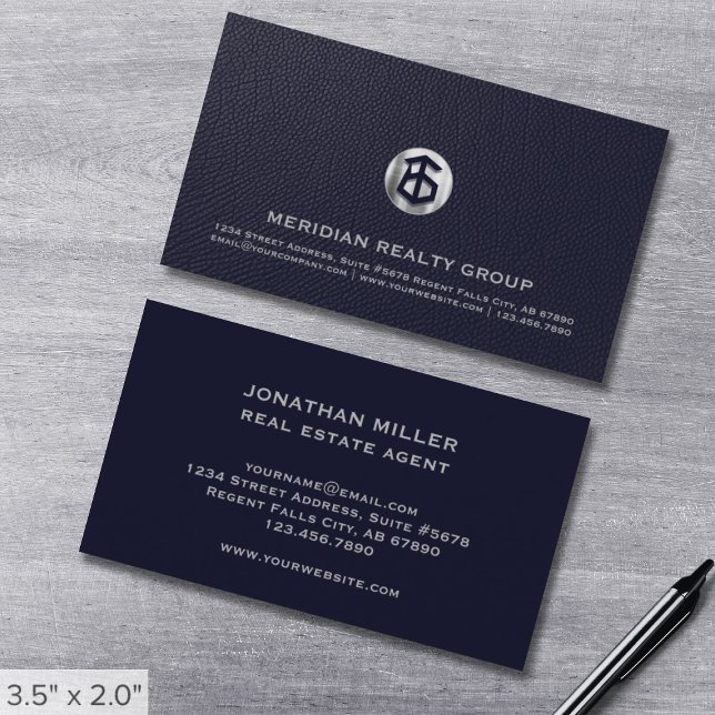 Elegant Navy Professional Real Estate Business Card (Creator Uploaded)