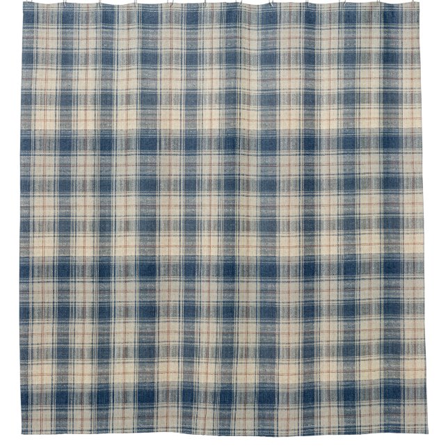 Elegant Navy Railway Stripe Shower Curtain (Front)