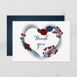 elegant navy & red floral thank you card