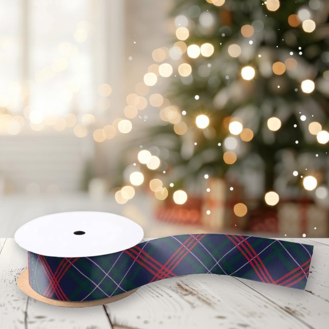 Elegant Navy Red Green Tartan Plaid Holiday Satin Ribbon (Creator Uploaded)