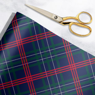 Elegant Navy Red Green Tartan Plaid Holiday Wrapping Paper