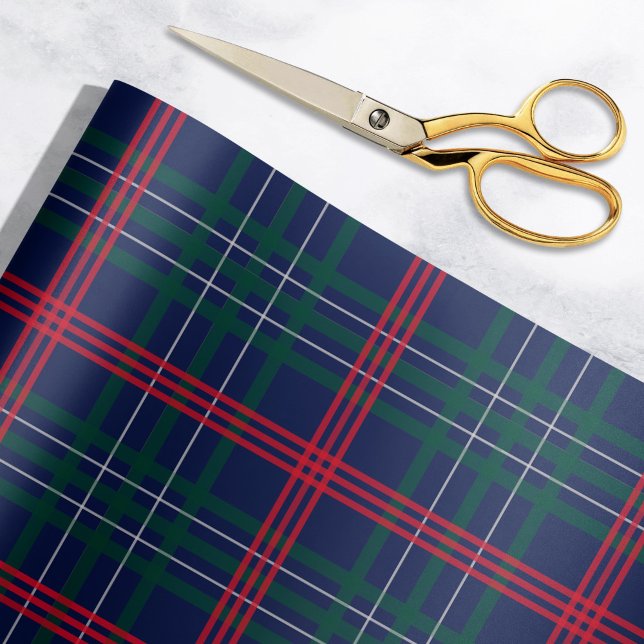 Elegant Navy Red Green Tartan Plaid Holiday Wrapping Paper (Creator Uploaded)