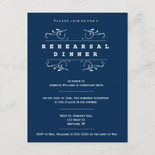 Elegant navy rehearsal dinner invitations
