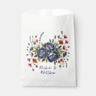 Elegant Navy Rose and Terracotta Florals Wedding Favour Bags