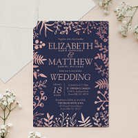 Elegant Navy & Rose Gold Floral Wedding Collection