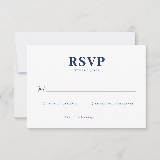 Elegant Navy RSVP Card (Front)