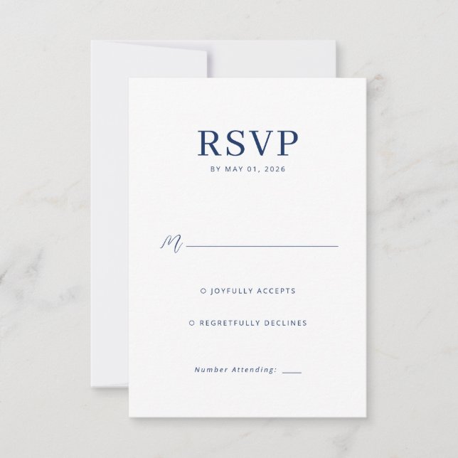 Elegant Navy RSVP Card (Front)