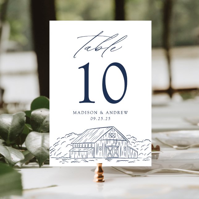 Elegant Navy Rustic Barn Wedding Table Number (Creator Uploaded)