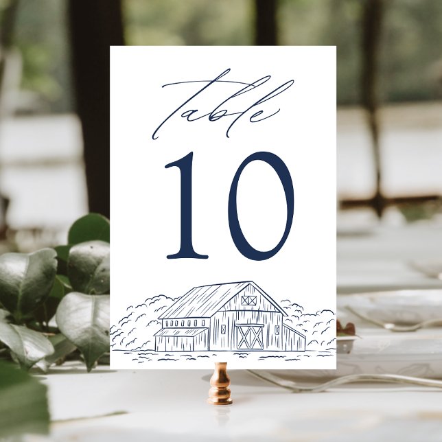 Elegant Navy Rustic Barn Wedding Table Number (Creator Uploaded)