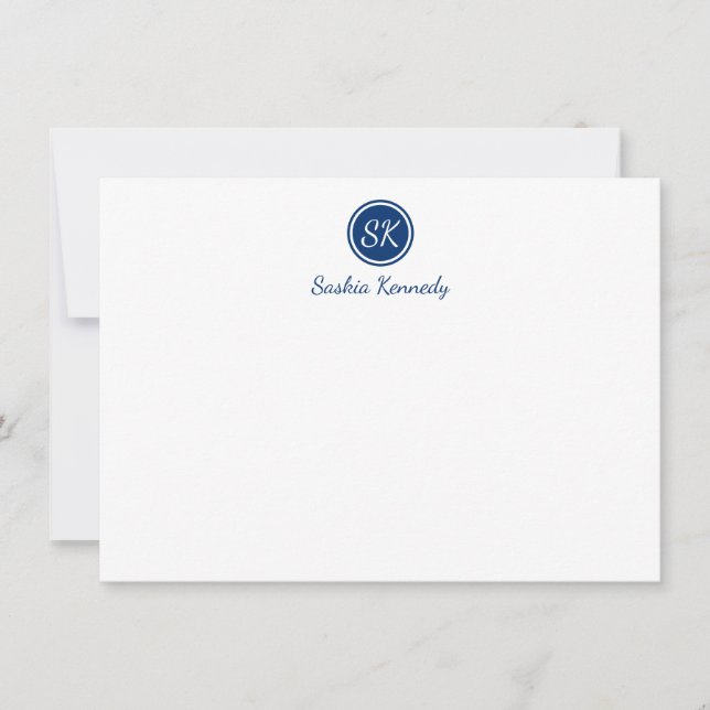 Elegant Navy Script Monogram Professional Card (Front)