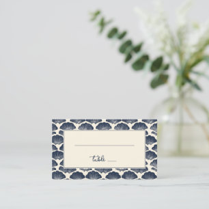 Elegant Navy Seashell Wallpaper Place Card