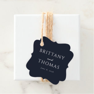 Elegant Navy Serif Name Display Favour Tags
