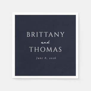 Elegant Navy Serif Name Display Napkin