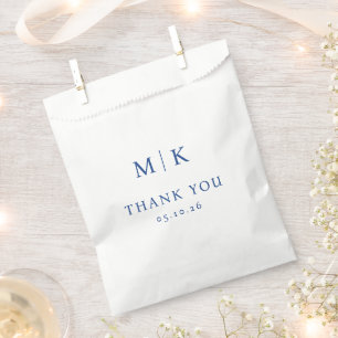 Elegant Navy Serif Wedding Favour Bag