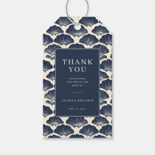 Elegant Navy Shell Motions Gift Tags