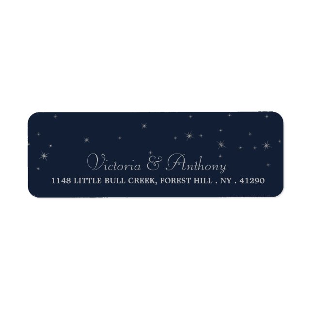 Elegant Navy & Silver Falling Stars Wedding (Front)