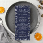 Elegant Navy & Silver Floral Wedding Collection Menu<br><div class="desc">Celebrate in style with these modern and very trendy wedding breakfast menus. The design is easy to personalise with your own wording and your guests will be thrilled when they see these fabulous menus. Matching items can be found in the collection.</div>