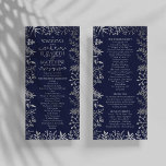 Elegant Navy & Silver Floral Wedding Collection Programme<br><div class="desc">Celebrate in style with these modern and very trendy wedding programs. The design is easy to personalise with your order of service wording and your guests will be thrilled when they see these fabulous programs. Matching items can be found in the collection.</div>