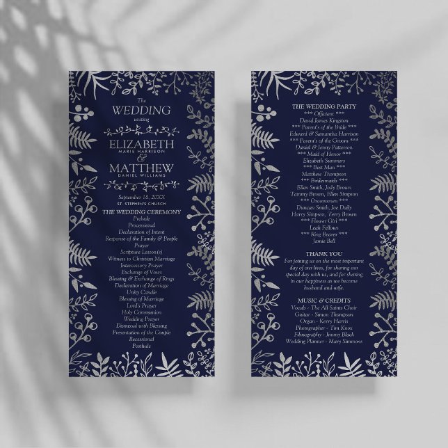 Elegant Navy & Silver Floral Wedding Collection Programme (Creator Uploaded)