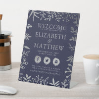 Elegant Navy & Silver Floral Wedding Welcome