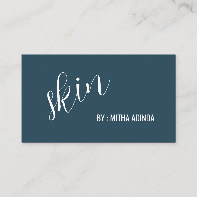 Elegant Navy Skin Care Business Card (Front)