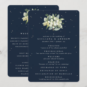 Elegant Navy Snowberry+Eucalyptus Bouquet Wedding Programme