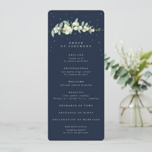 Elegant Navy Snowberry+Eucalyptus Stem Wedding Programme