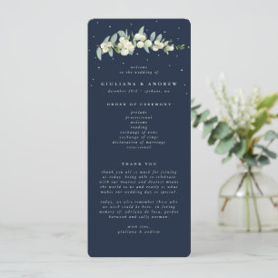 Elegant Navy Snowberry+Eucalyptus Stem Wedding Programme