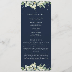 Elegant Navy Snowberry+Eucalyptus Stem Wedding Programme