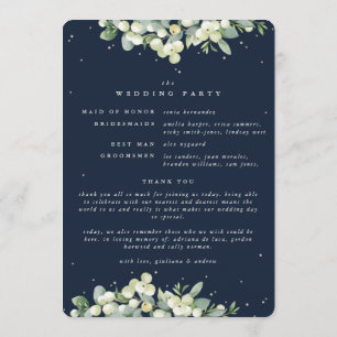 Elegant Navy Snowberry+Eucalyptus Winter Wedding Programme