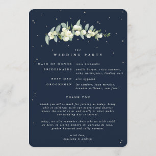 Elegant Navy Snowberry+Eucalyptus Winter Wedding Programme