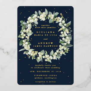 Elegant Navy Snowberry+Eucalyptus Wreath Wedding